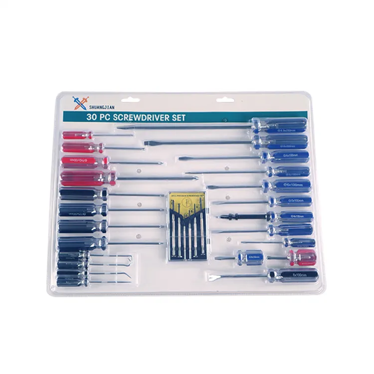 Private Label Made New 1.5mm 2.0mm 2.5mm 3.0mm 4pcs Phillips Flat Head Bit Handle Screwdriver Set,30 PCS Screwdriver Set