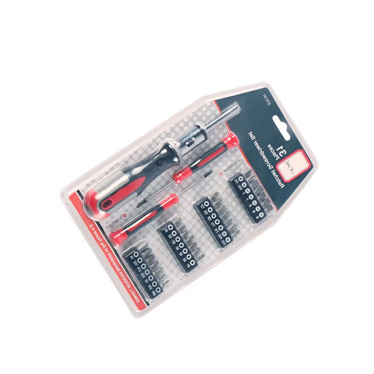 Bicycle Repairing Tool Set 31 Pc Rubber Handle Ratcheting Screwdriver Set With Blister Packs