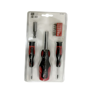 Professional Crv 3 PC Rubber Handle Screwdriver Set,including 1 Ratchet Screwdriver and 6 Bits