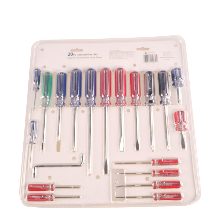 20 Pc Pcv Handle Or Transparent Handle Screwdriver Set With Blister Pack