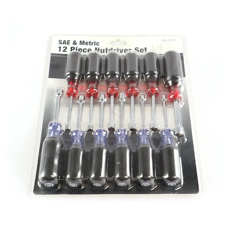 12 Pc Sae and Metric Nutdriver Set,screw Driver Tool Set Kit,handle Material PP and PVC Screwdriver Set