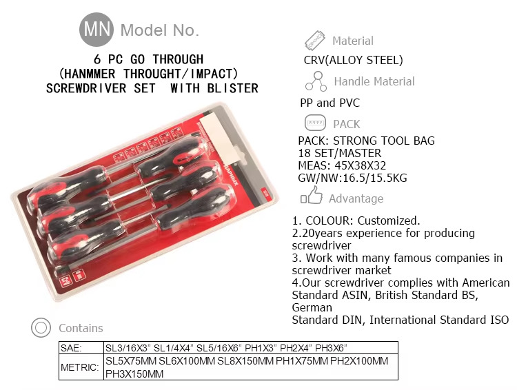 Hot Sale Color 6 Pcs Gothrough Magnetic Double Ends Phillip Phillips Ph2 Screwdriver Set