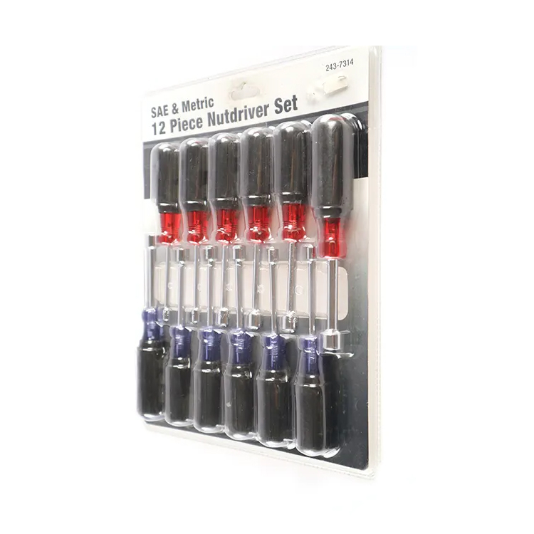 12 Pc Sae and Metric Nutdriver Set,screw Driver Tool Set Kit,handle Material PP and PVC Screwdriver Set