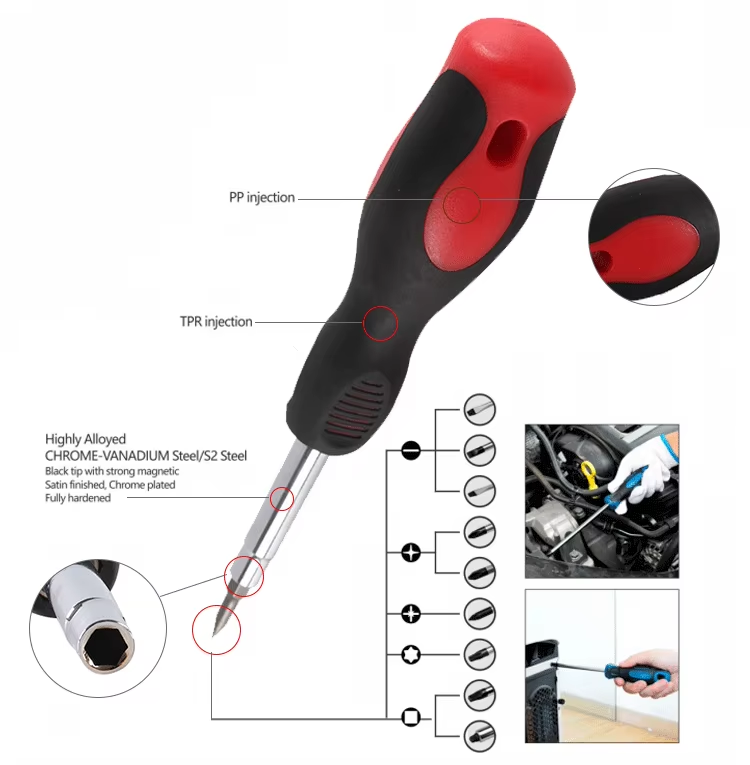Bicycle Repairing Tool Set 31 Pc Rubber Handle Ratcheting Screwdriver Set With Blister Packs