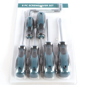 Custom Color Household Tool Set Multi Screw Holding Tool 8pc Flat Head Screwdriver With Blister Pack