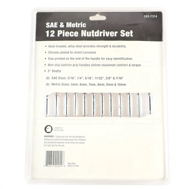 12 Pc Sae and Metric Nutdriver Set,screw Driver Tool Set Kit,handle Material PP and PVC Screwdriver Set
