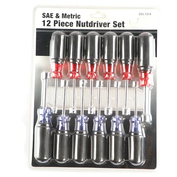12 Pc Sae and Metric Nutdriver Set,screw Driver Tool Set Kit,handle Material PP and PVC Screwdriver Set